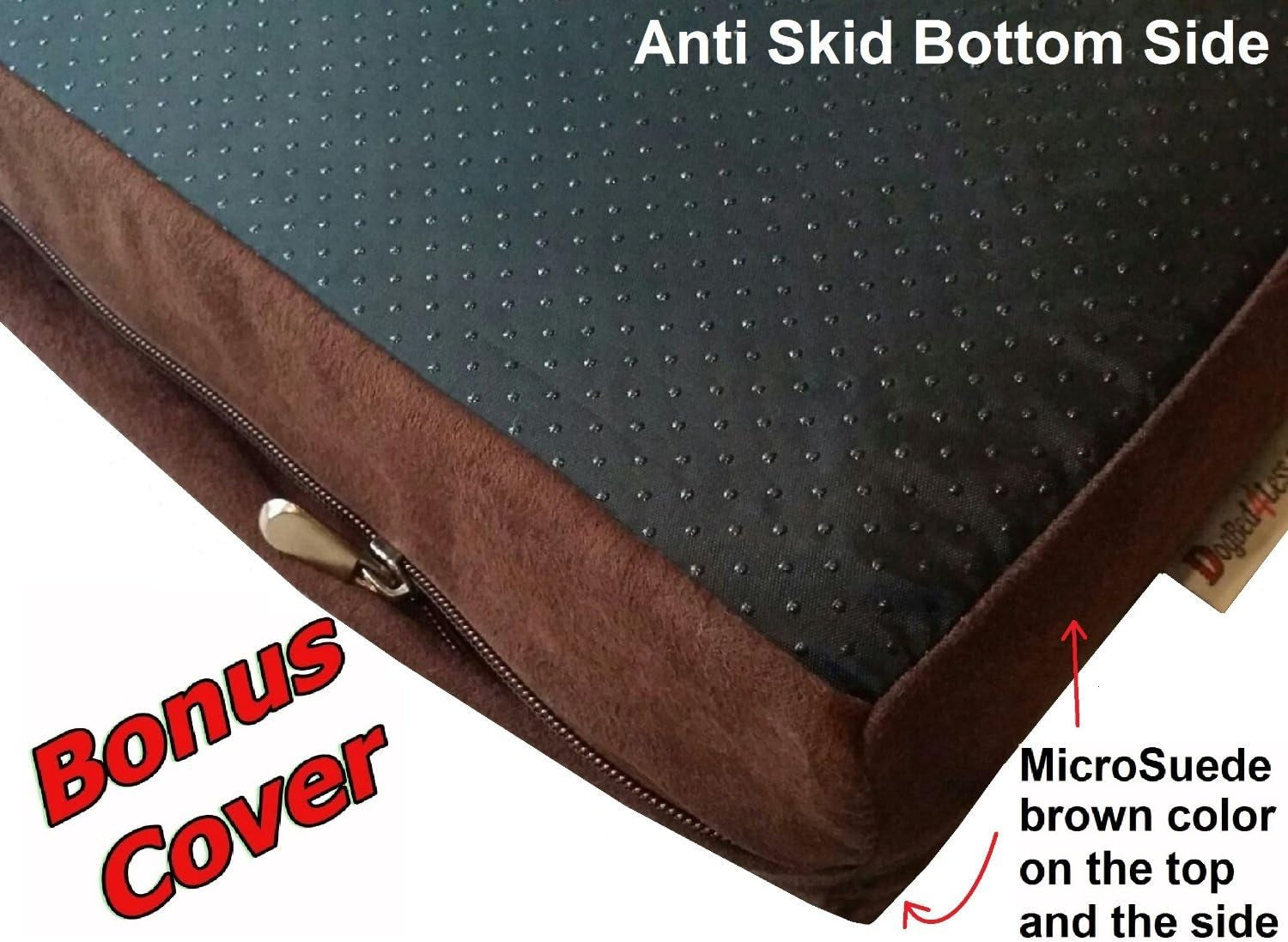 Large Orthopedic Memory Foam Dog Bed for Medium to Large Dogs with Durable Waterproof Internal Case, Removable Washable Denim Cover + Bonus Pet Bed Case, 41X27X4 Fit 42X28 Dog Crate, Brown